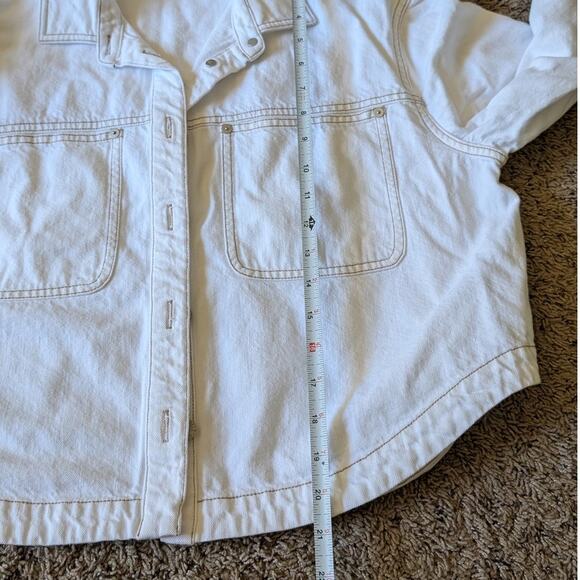 Madewell Denim Long-Sleeve Crop Shirt in Tile White, size L - Picture 4 of 8